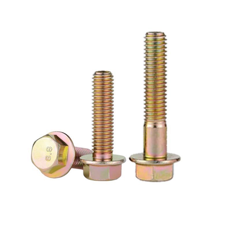 High-strength yellow zinc plated grade 4.8, 8.8, 10.9, 12.9 flange bolt DIN 6921 / DIN 6922