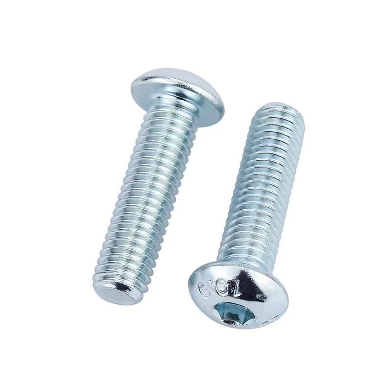 High-strength blue-white zinc plated grade 4.8, 8.8, 10.9, 12.9 button head socket cap screw DIN 7985 / DIN 6911