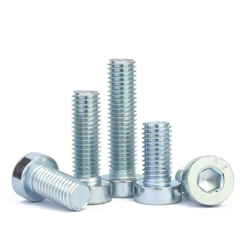 High-strength blue-white zinc plated grade 4.8, 8.8, 10.9, 12.9 low head socket cap screw DIN 7984