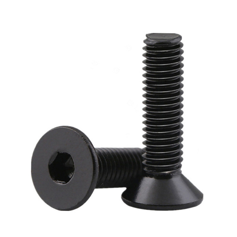 High-strength blackened grade 4.8, 8.8, 10.9, 12.9 flat head socket cap screw DIN 7991