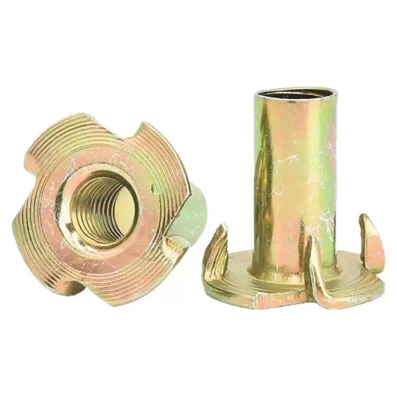 High-strength yellow zinc plated property class 4, 8, 10, 12 four-prong nuts DIN 6794
