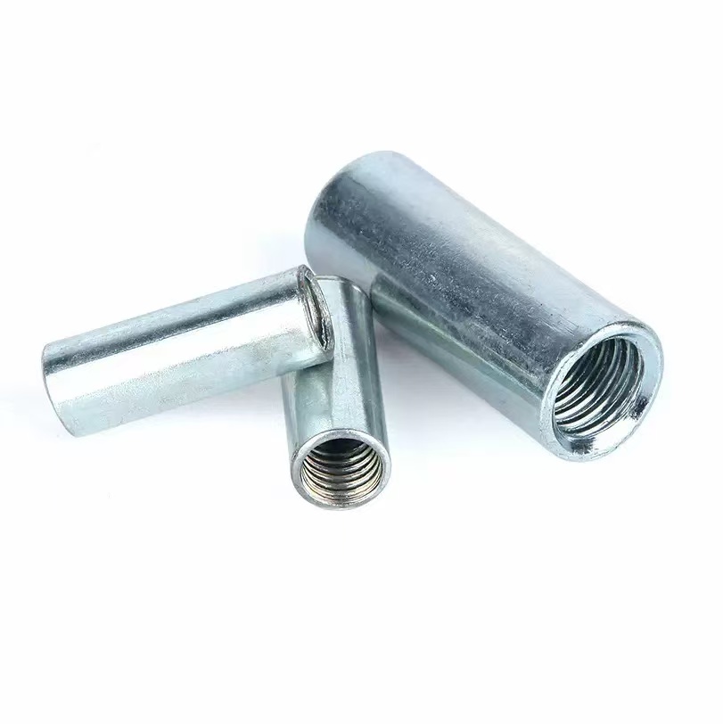 High-strength blue-white zinc plated property class 4, 8, 10, 12 extended hex nuts (coupling nuts)