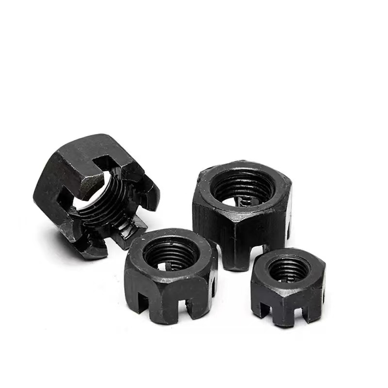 High-strength black oxide property class 4, 8, 10, 12 slotted nuts DIN 935
