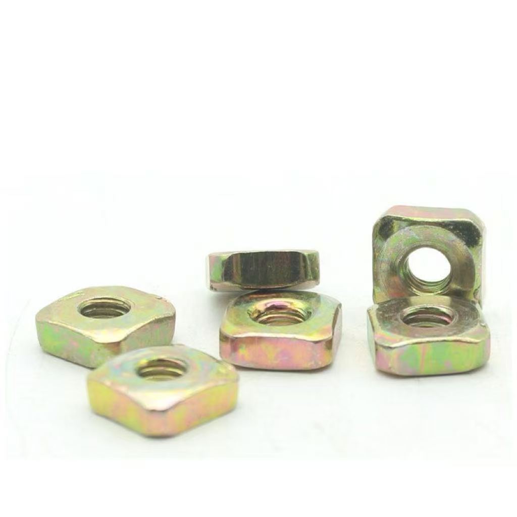 High-strength yellow zinc plated property class 4, 8, 10, 12 square nuts DIN 577