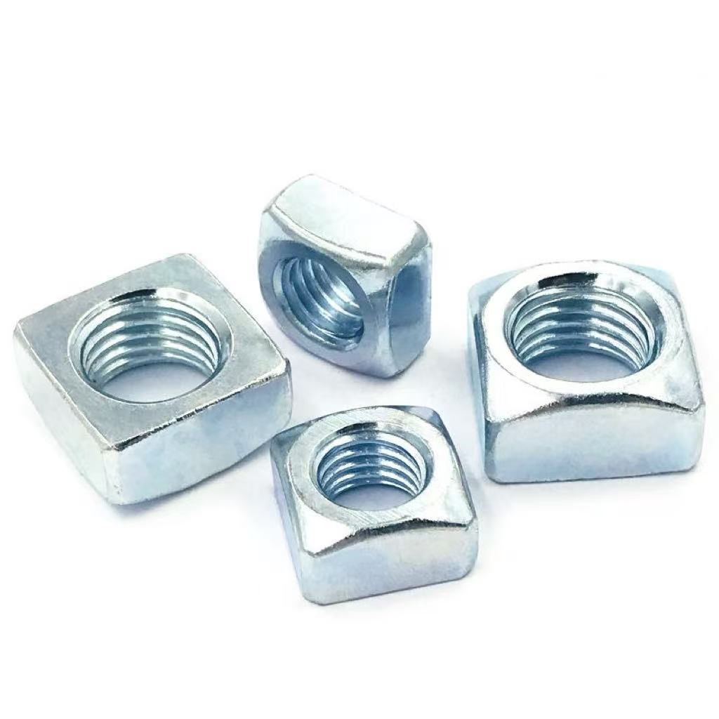 High-strength blue-white zinc plated property class 4, 8, 10, 12 square nuts DIN 577