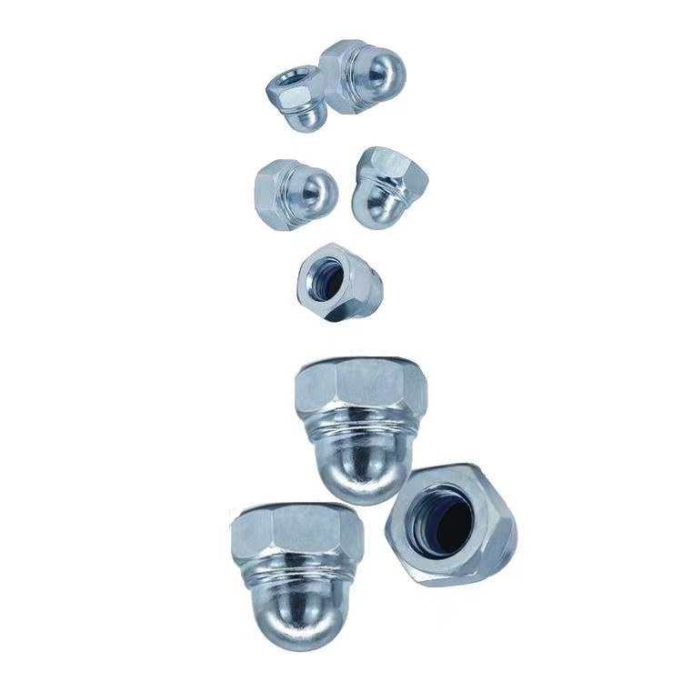High-strength blue-white zinc plated property class 4, 8, 10, 12 acorn nuts (dome nuts) DIN 1587