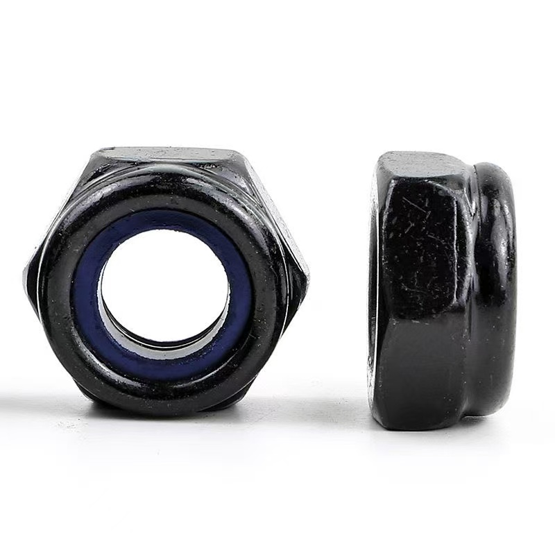 High-strength black oxide property class 4, 8, 10, 12 nylon hex lock nuts DIN 982 / DIN 985