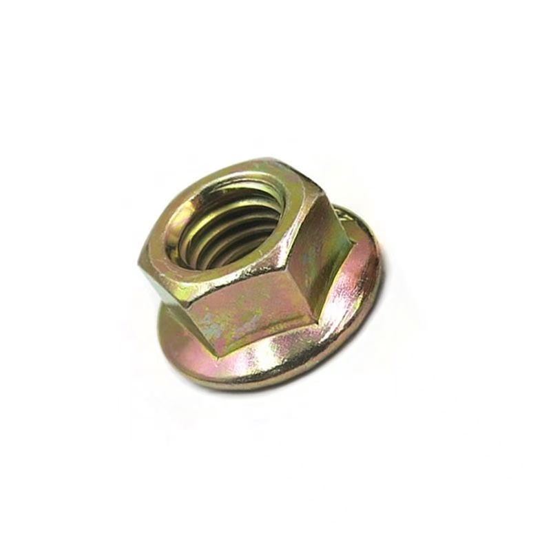 High-strength yellow zinc plated property class 4, 8, 10, 12 hex flange nuts DIN 6923