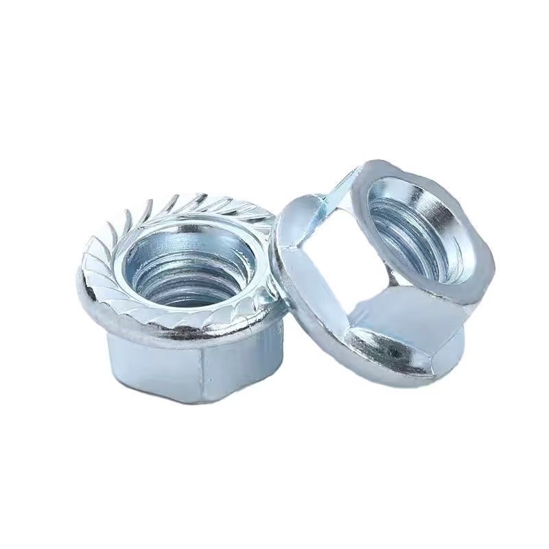 High-strength blue-white zinc plated property class 4, 8, 10, 12 hex flange nuts DIN 6923