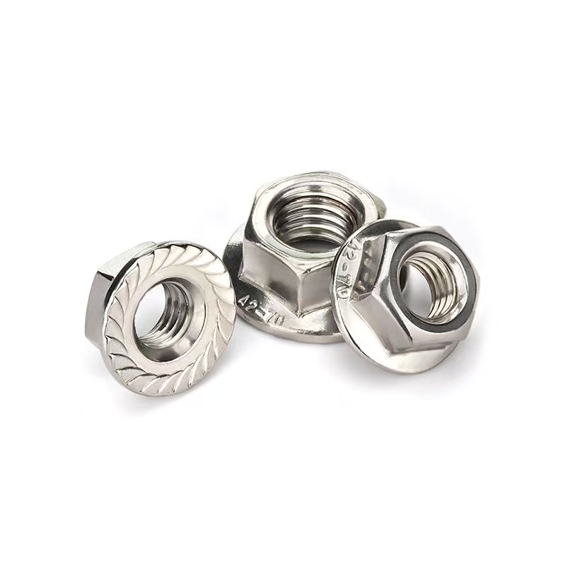 Stainless Steel SS304 / SS316 Hex Flange Nuts DIN 6923