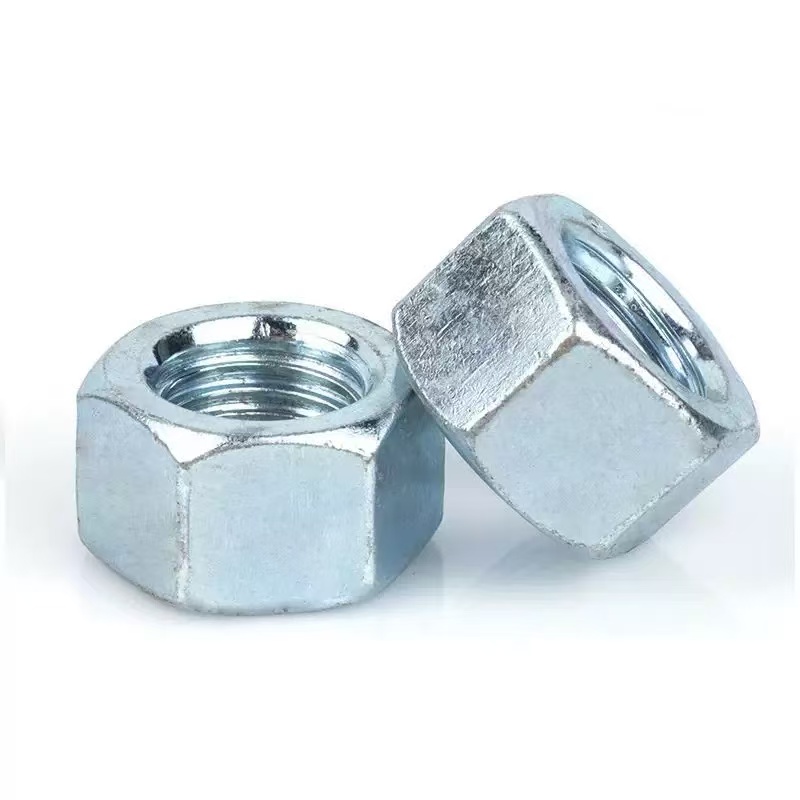High-Strength Blue-White Zinc Plated Grade 4, 8, 10, 12 Hex Nuts DIN 934