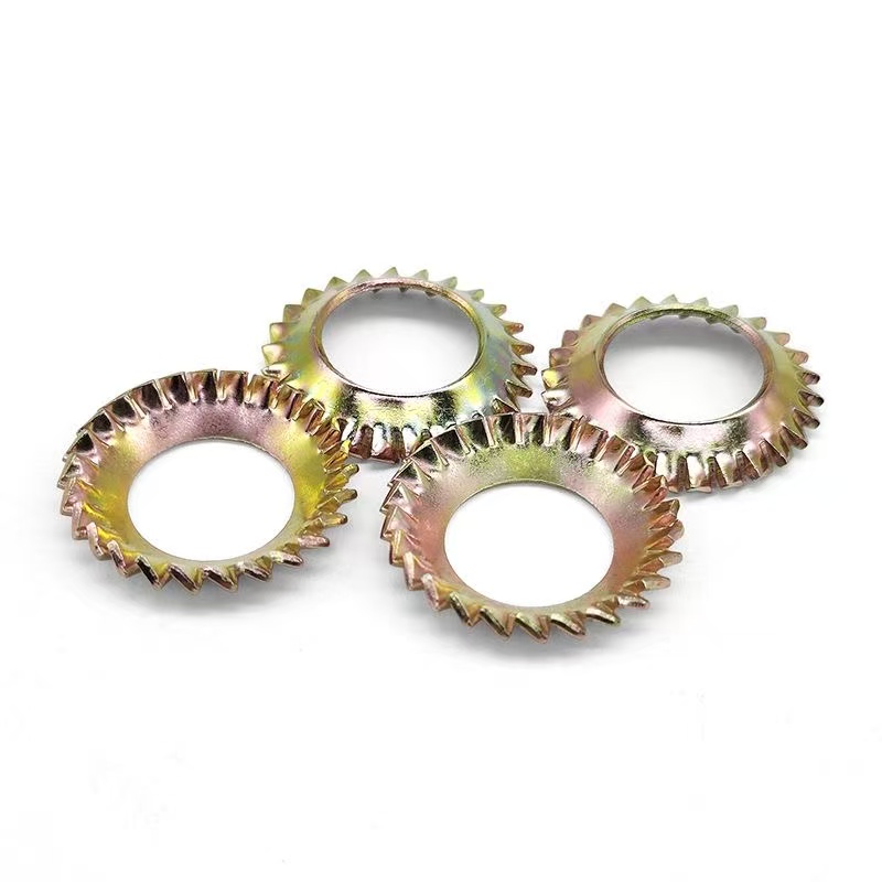 High-Strength Yellow Zinc Plated Conical Serrated Lock Washer DIN 6798