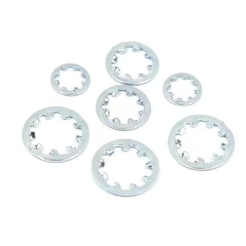 High-strength, blue-white zinc plated tooth lock washer, DIN 6797