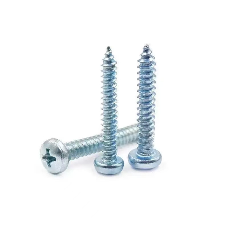 Blue-White Zinc Plated Carbon Steel Phillips Pan Head Self-Tapping Screw