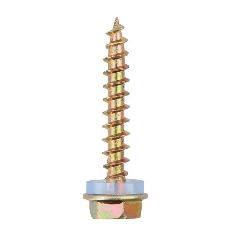 Yellow Zinc Plated Carbon Steel Hex Head Wood Screw