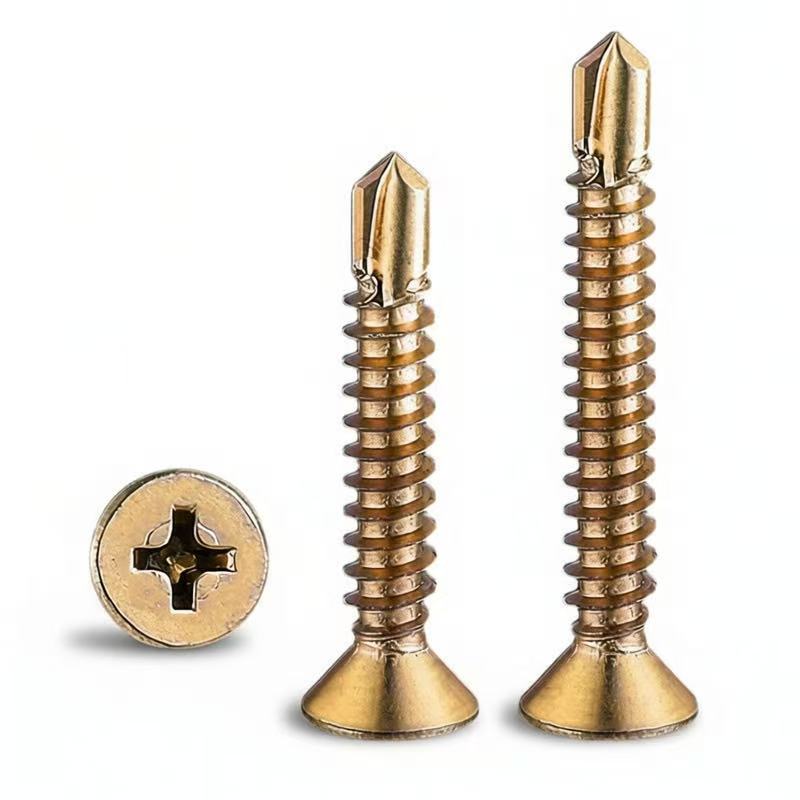 Yellow Zinc Plated Carbon Steel Phillips Flat Head Self-Drilling Screw