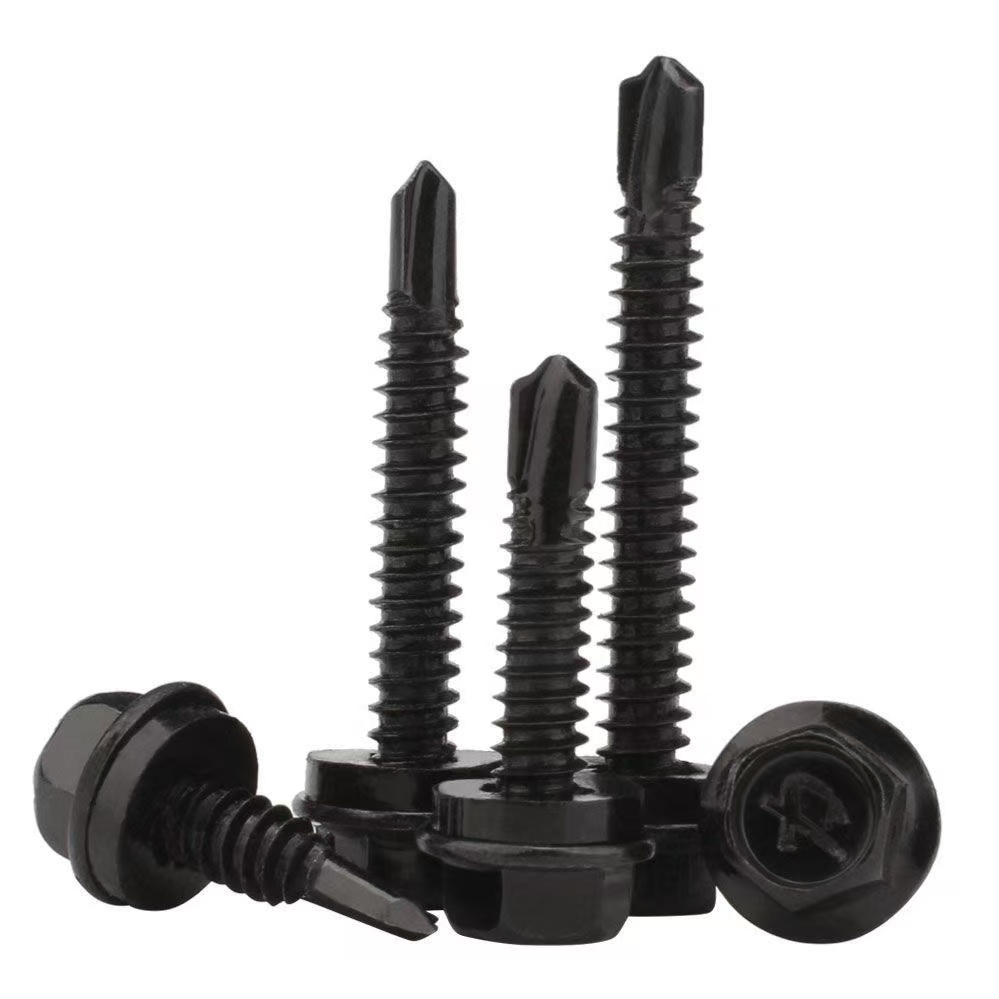 Blackened Carbon Steel Hex Head Self-Drilling Screw